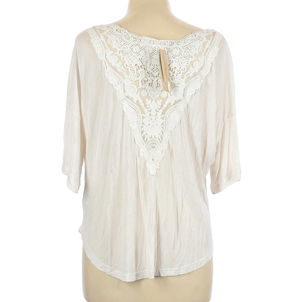 Denim & Supply L Lace Back Creamy White Blouse Top